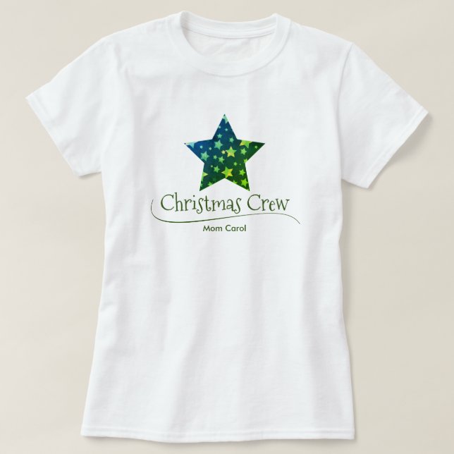Green Gold Star Cute Modern Christmas Womens T-Shirt (Design Front)