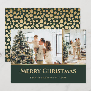 Green Gold Stars Photo Christmas Holiday Card