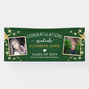 Green & Gold Stars Photo Congratulations Graduate Banner