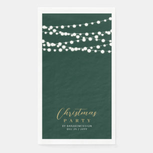 Green Gold String Lights Elegant Christmas Holiday Napkin