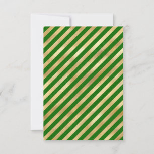 Green Gold Stripe Christmas Blank Greeting Card 