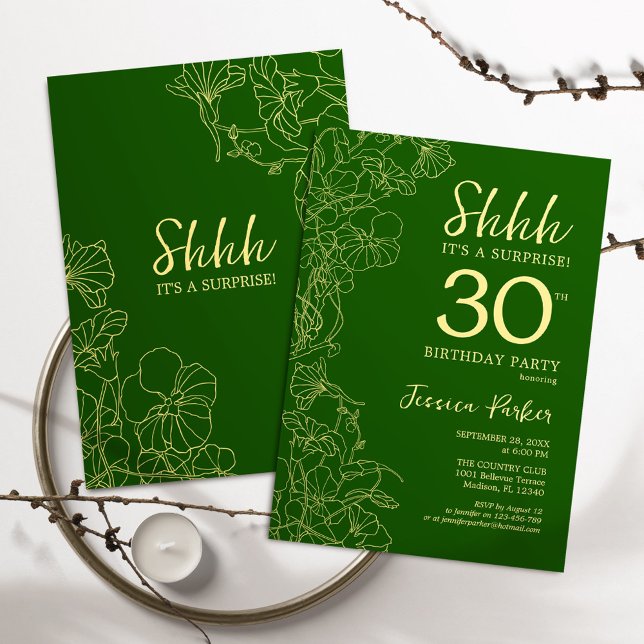 Green Gold Surprise 30th Birthday Invitation (Creator Uploaded)