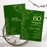Green Gold Surprise 60th Birthday Party Invitation<br><div class="desc">Floral Green Gold Surprise 60th Birthday Party Invitation. Minimalist modern design featuring botanical accents and typography script font. Simple floral invite card perfect for a stylish female surprise bday celebration. Can be customised to any age.</div>
