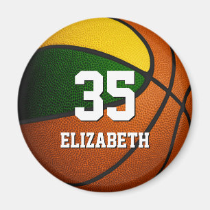 green gold team colours basketball school spirit magnet