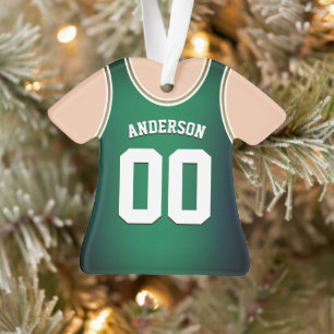 Green & Gold Team Colours Basketball Tank Ornament