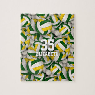 green gold team colours girls boys volleyball jigsaw puzzle