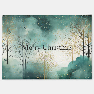 Green Gold Trees Christmas Magnet