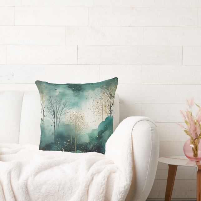 Green Gold Trees Cushion (Couch)