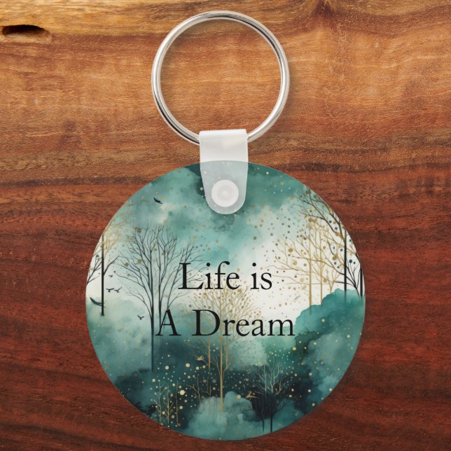 Green Gold Trees Key Ring (Front)