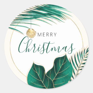 Green & Gold Tropical Christmas Envelope Seals