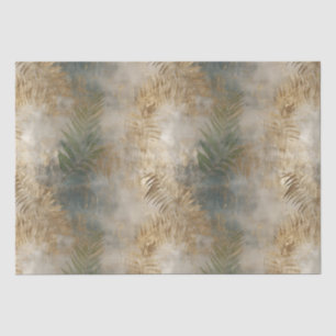 Green Gold Tropical Leaves Tissue Paper