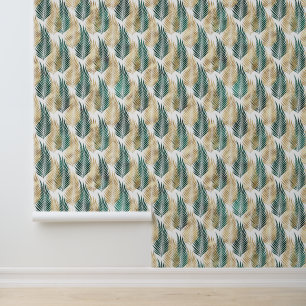 Green Gold Tropical Leaves Wallpaper
