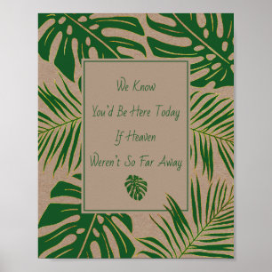 Green, gold tropical leaves wedding sign
