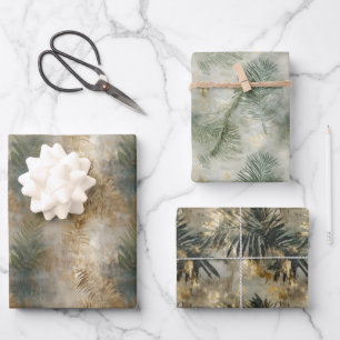Green Gold Tropical Leaves Wrapping Paper Sheet