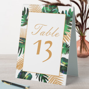 Green, Gold Tropical Palm Leaves