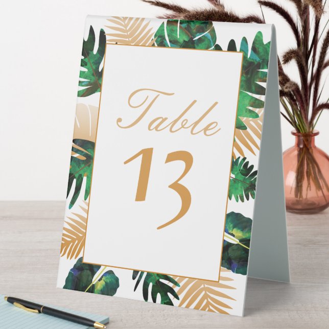 Green, Gold Tropical Palm Leaves (In SItu (Table))