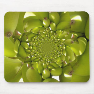 Green Gold: Tropical Twist banana Kaleidoscope Mouse Pad