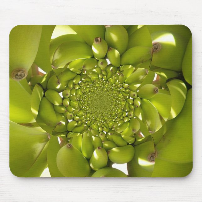 Green Gold: Tropical Twist banana Kaleidoscope Mouse Pad (Front)