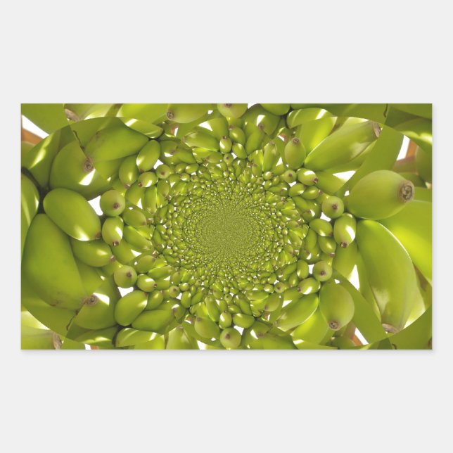 Green Gold: Tropical Twist banana Kaleidoscope Rectangular Sticker (Front)