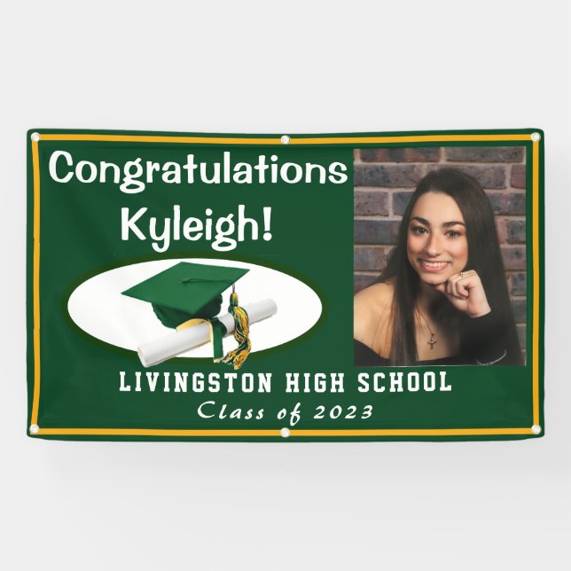Green & Gold Vinyl Graduation Photo Banner (Horizontal)