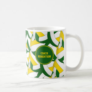 green gold volleyball team colours coach gift coffee mug