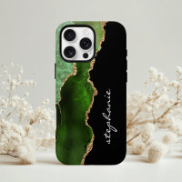 Green Gold Watercolor Agate Personalised