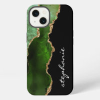 Green Gold Watercolor Agate Personalised