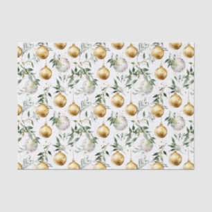 Green Gold Watercolor Ornament Christmas Tissue Paper