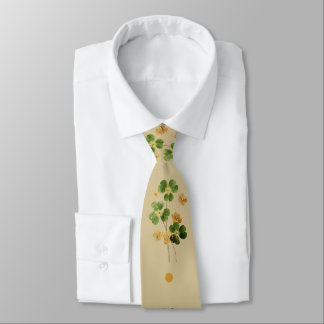 Green Gold Watercolor Shamrock Tie