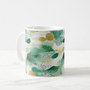 Green Gold White Abstract Coffee Mug