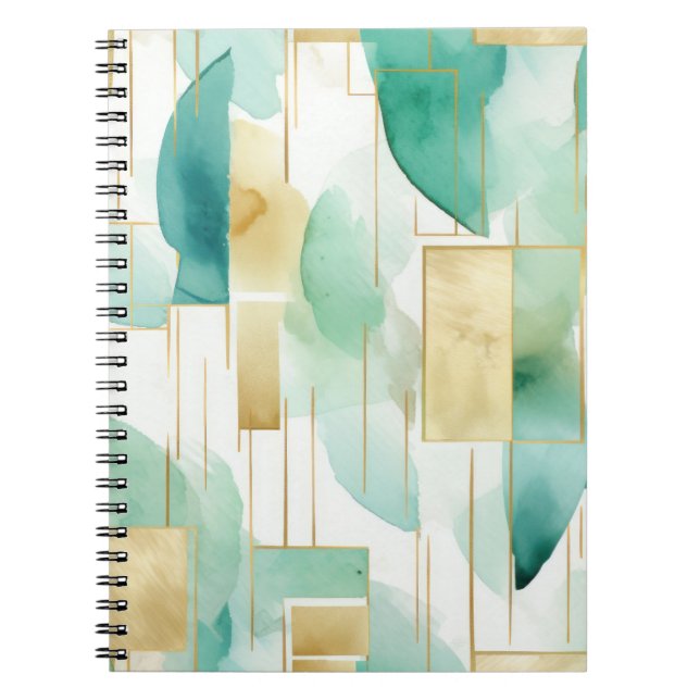 Green Gold White Abstract Notebook (Front)