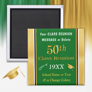 Green, Gold, White Cheap 50th Class Reunion Gifts Magnet