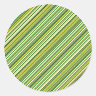 Green Gold White Diagonal Stripe Classic Round Sticker