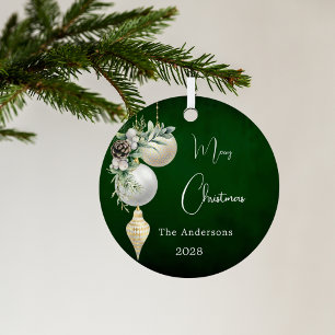 Green gold white elegant Christmas Metal Tree Decoration