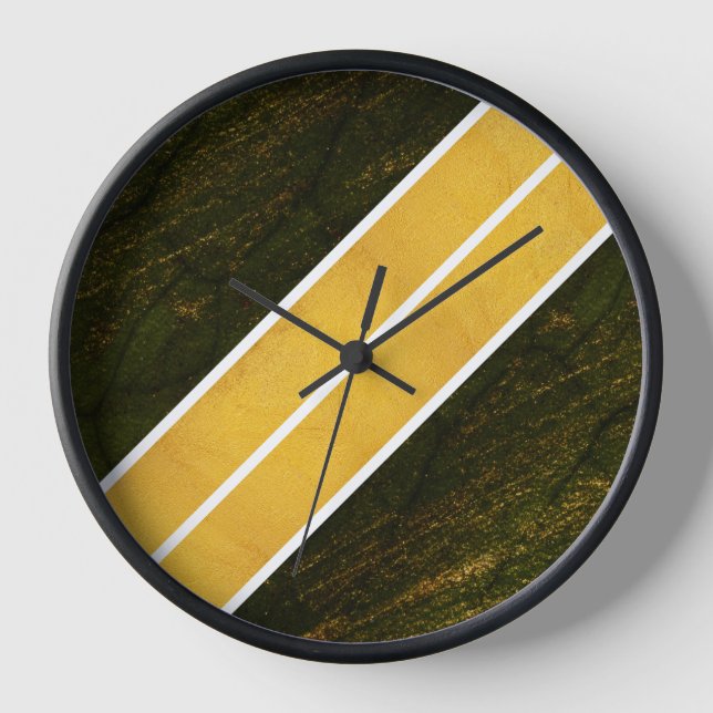Green Gold White Lines Clock (Front)