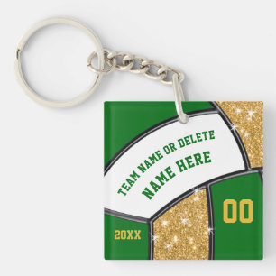 Green Gold White Personalised Volleyball Keychains