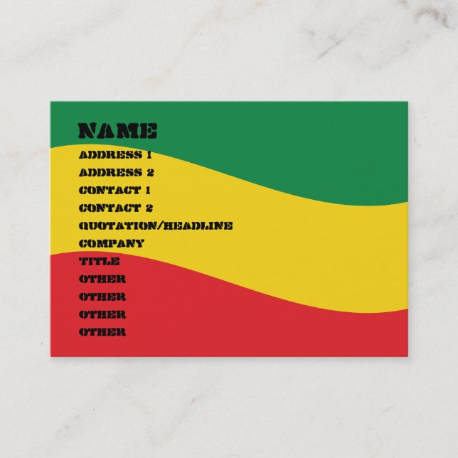 Green, Gold (Yellow) and Red Colours Flag Business Card (Front)