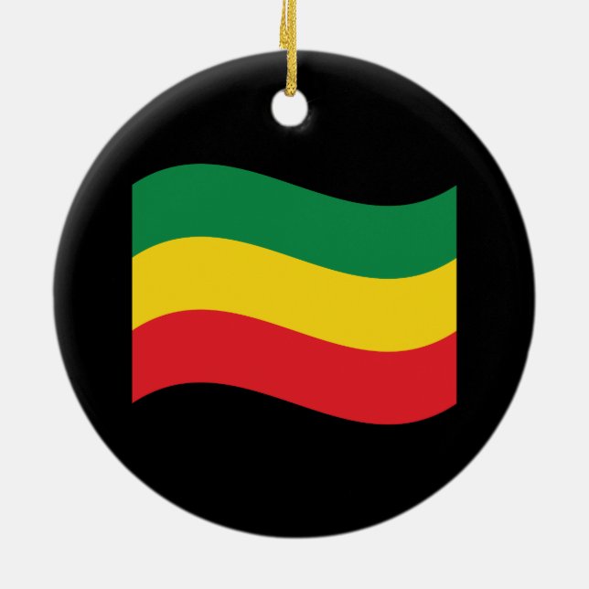 Green, Gold (Yellow) and Red Colours Flag Ceramic Ornament (Back)