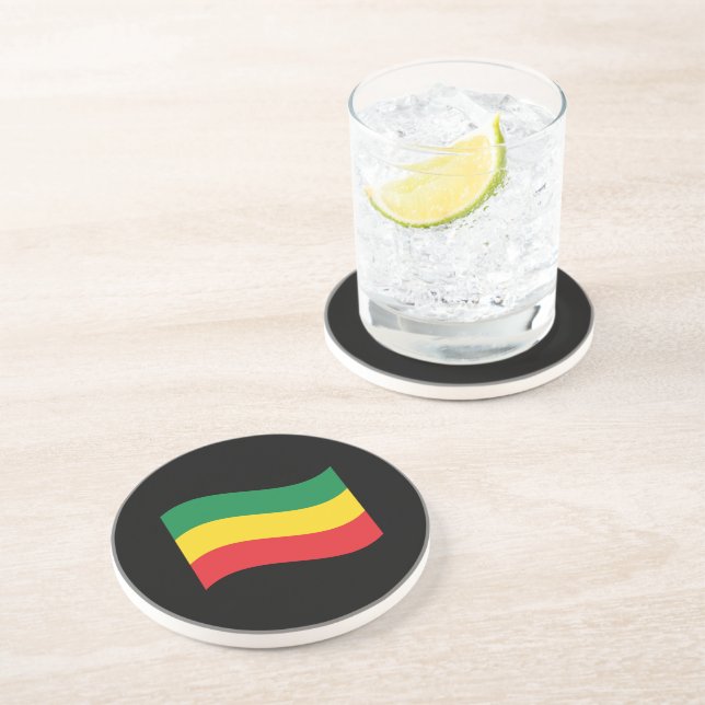 Green, Gold (Yellow) and Red Colours Flag Coaster (Side)