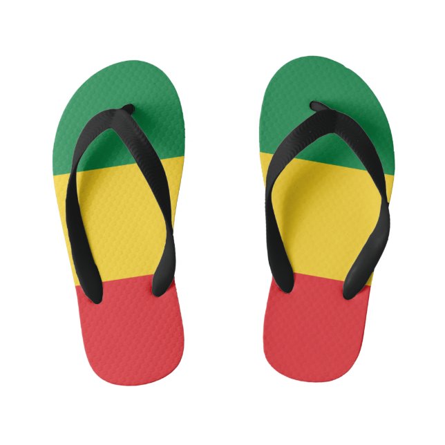 Green, Gold (Yellow) and Red Colours Flag Kid's Thongs (Footbed)