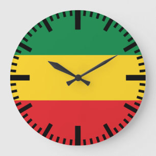 Green, Gold (Yellow) and Red Colours Flag Large Clock