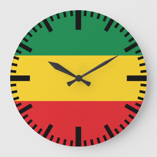 Green, Gold (Yellow) and Red Colours Flag Large Clock (Front)