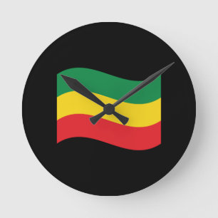 Green, Gold (Yellow) and Red Colours Flag Round Clock