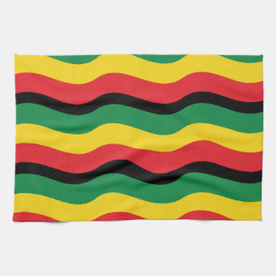 Green, Gold (Yellow) and Red Colours Flag Tea Towel
