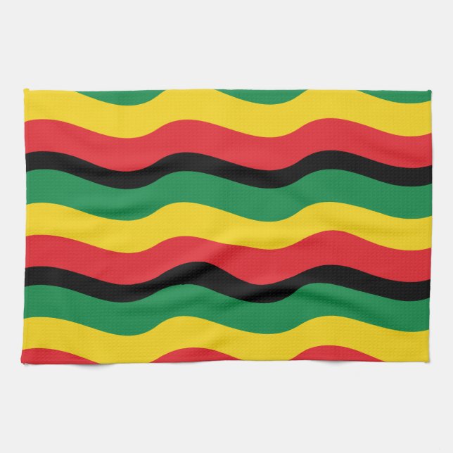 Green, Gold (Yellow) and Red Colours Flag Tea Towel (Horizontal)