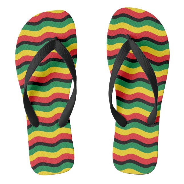 Green, Gold (Yellow) and Red Colours Flag Thongs (Footbed)