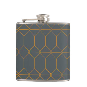 Green, golden, simple, retro, elegant illustration hip flask