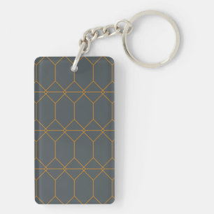 Green, golden, simple, retro, elegant illustration key ring