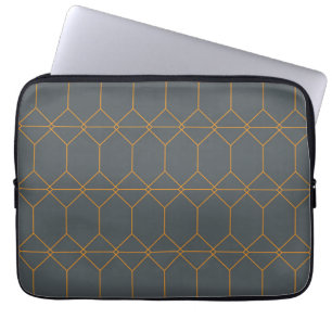 Green, golden, simple, retro, elegant illustration laptop sleeve