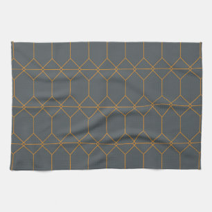 Green, golden, simple, retro, elegant illustration tea towel